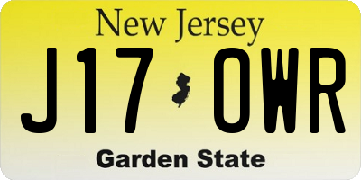 NJ license plate J17OWR