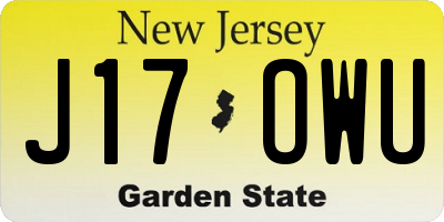 NJ license plate J17OWU