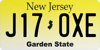 NJ license plate J17OXE