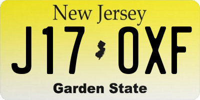 NJ license plate J17OXF