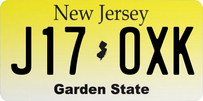 NJ license plate J17OXK