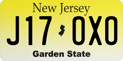NJ license plate J17OXO