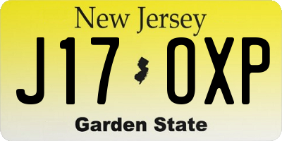 NJ license plate J17OXP