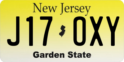 NJ license plate J17OXY