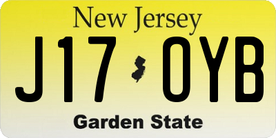 NJ license plate J17OYB
