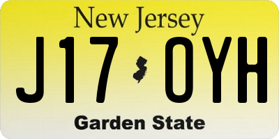 NJ license plate J17OYH
