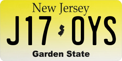 NJ license plate J17OYS