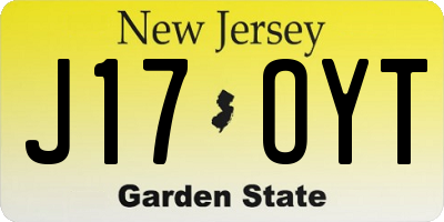 NJ license plate J17OYT
