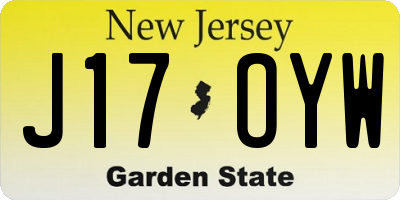NJ license plate J17OYW