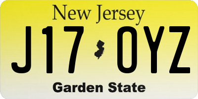 NJ license plate J17OYZ