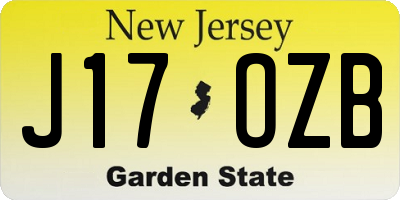NJ license plate J17OZB