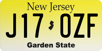 NJ license plate J17OZF