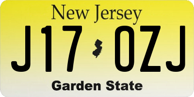 NJ license plate J17OZJ