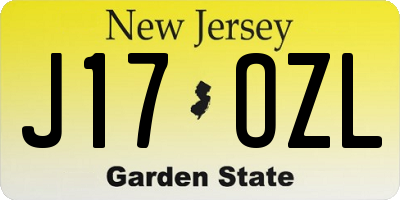 NJ license plate J17OZL