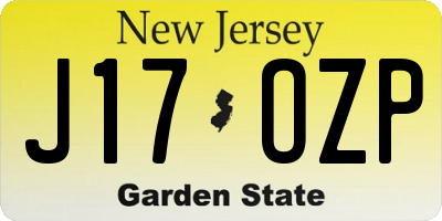 NJ license plate J17OZP