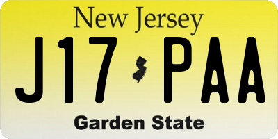 NJ license plate J17PAA