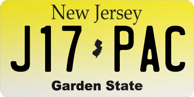 NJ license plate J17PAC
