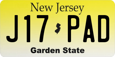 NJ license plate J17PAD