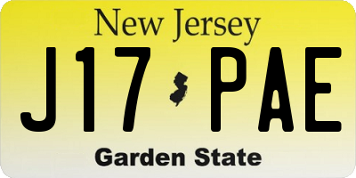 NJ license plate J17PAE