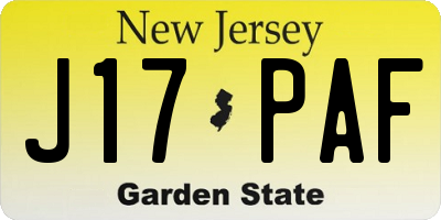 NJ license plate J17PAF