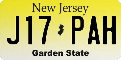 NJ license plate J17PAH