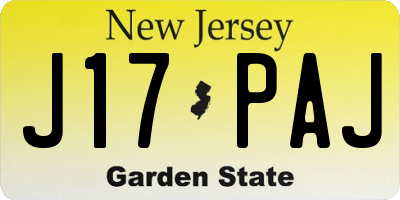 NJ license plate J17PAJ