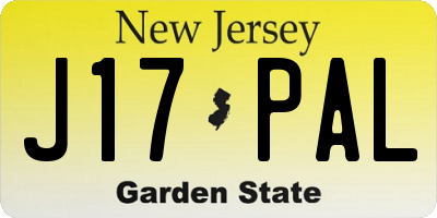 NJ license plate J17PAL