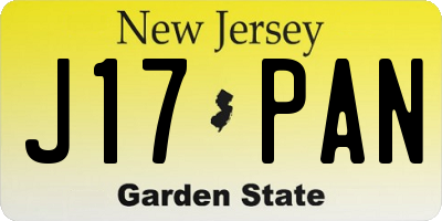 NJ license plate J17PAN