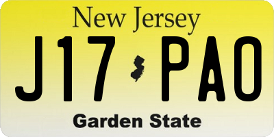 NJ license plate J17PAO