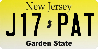 NJ license plate J17PAT