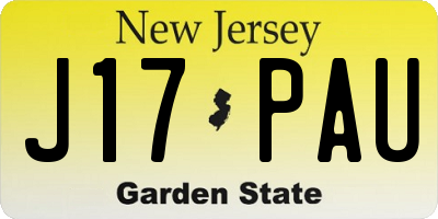 NJ license plate J17PAU