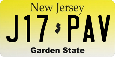 NJ license plate J17PAV