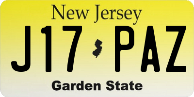 NJ license plate J17PAZ