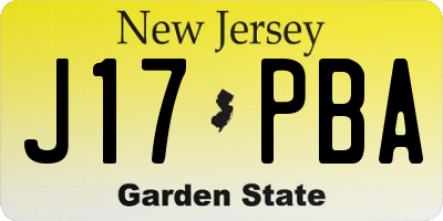 NJ license plate J17PBA