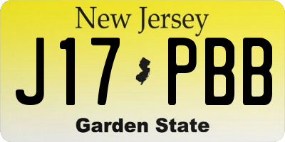 NJ license plate J17PBB
