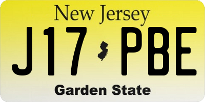 NJ license plate J17PBE
