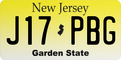 NJ license plate J17PBG