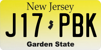 NJ license plate J17PBK