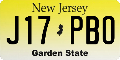 NJ license plate J17PBO