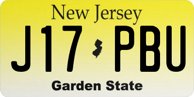 NJ license plate J17PBU