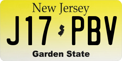 NJ license plate J17PBV