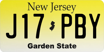 NJ license plate J17PBY
