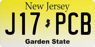 NJ license plate J17PCB