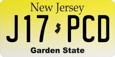 NJ license plate J17PCD