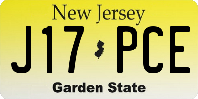 NJ license plate J17PCE