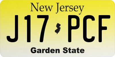 NJ license plate J17PCF