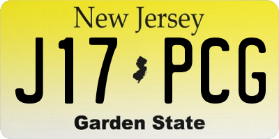 NJ license plate J17PCG
