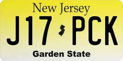 NJ license plate J17PCK