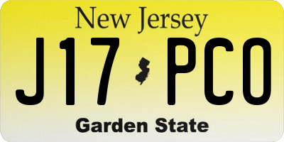 NJ license plate J17PCO