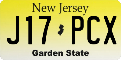 NJ license plate J17PCX
